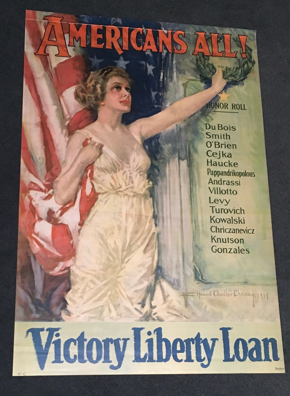 VINTAGE RARE AMERICANS ALL 1919 ORIG. 27x40 POSTER WW1 VICTORY LIBERTY LOAN VINTAGE RARE AMERICANS ALL 1919 ORIG. 27x40 POSTER WW1 VICTORY LIBERTY LOAN