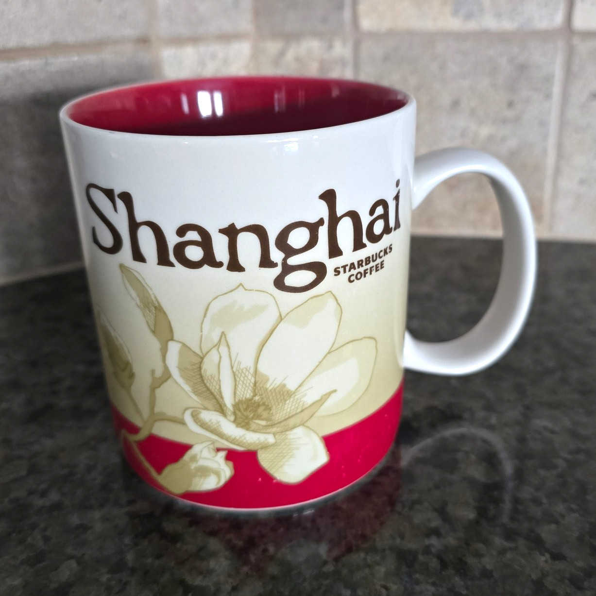 Starbucks Shanghai City Coffee Mug 16 fl oz White/Red/Beige 2015