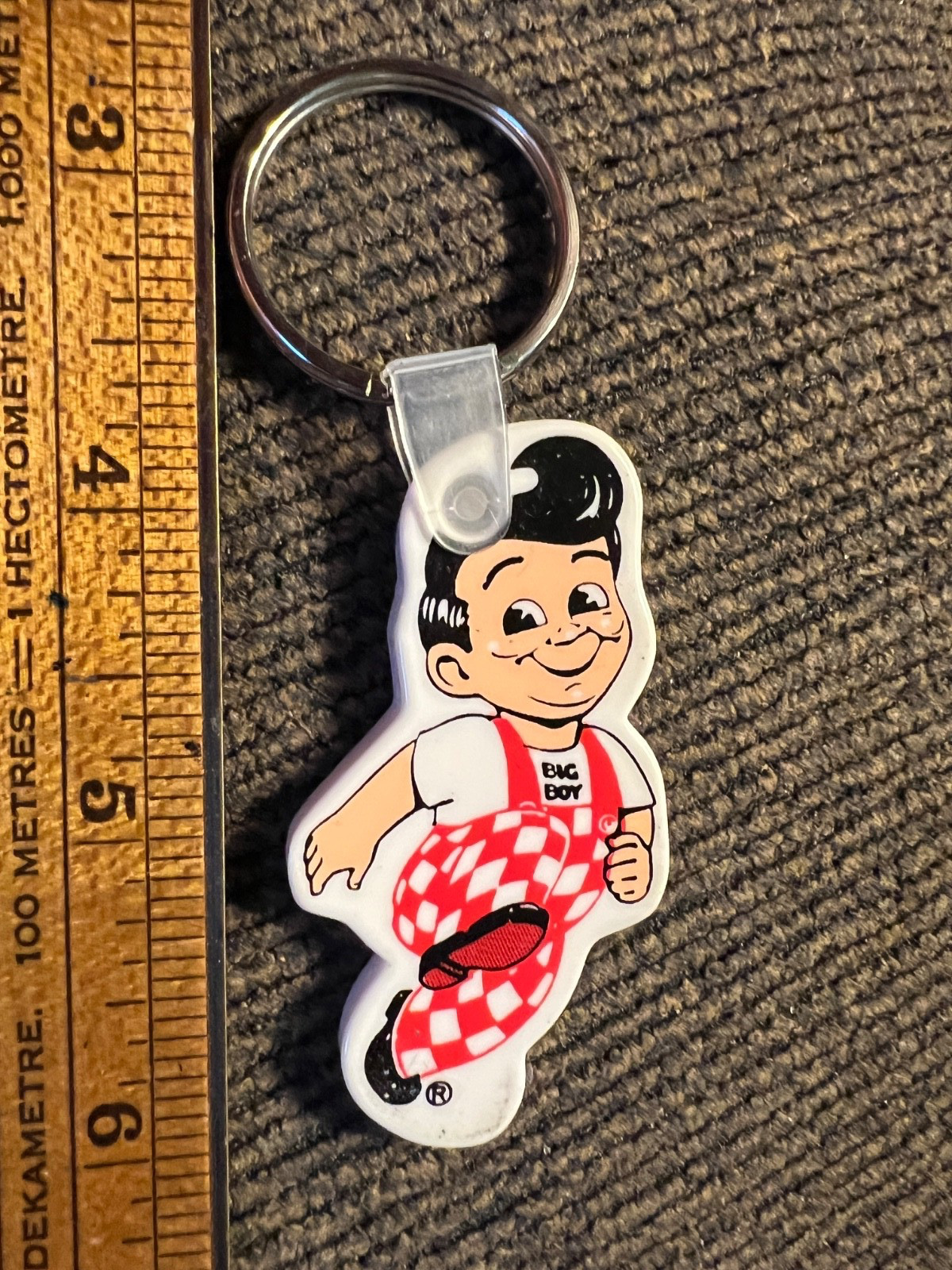 NOS Big Boy Restaurant Keychain/ Keyring White Vinyl Rubber