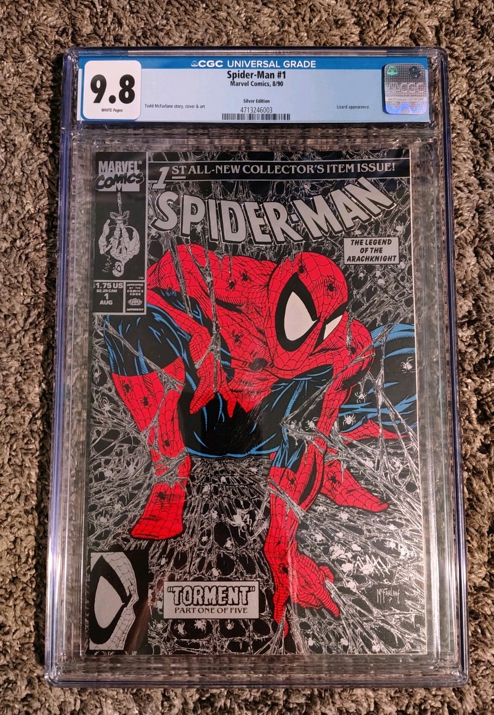 Spider-Man #1 CGC 9.8 NM/MT Silver Edition Variant Lizard Appearance WHITE PAGES