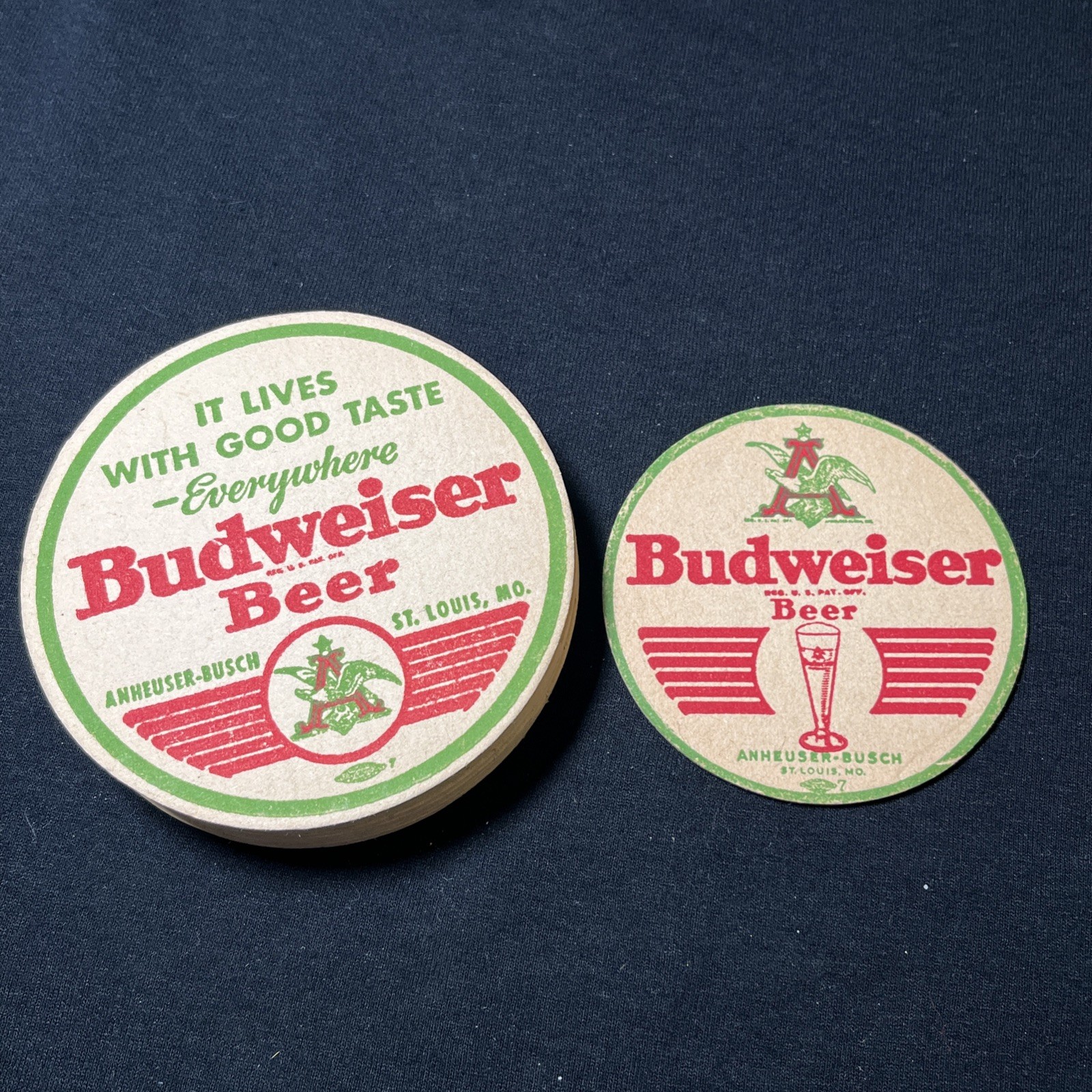 Vintage Budweiser Beer Anheuser Busch 10 Cardboard Coasters St Louis Missouri