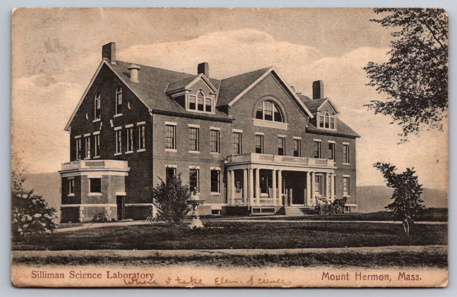 Silliman Science Laboratory Mount Hermon Massachusetts Antique c.1912 Silliman Science Laboratory Mount Hermon Massachusetts Antique c.1912