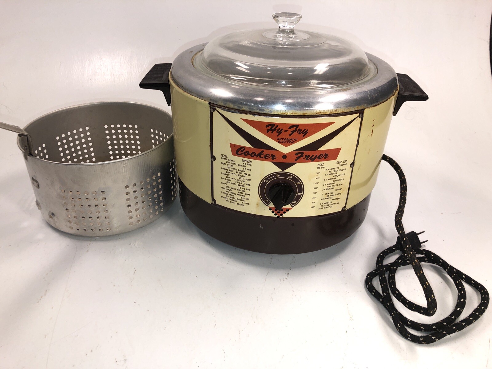 Vintage HY FRY Automatic Electric Cooker Fryer #M-200 Made in USA Works Vintage HY FRY Automatic Electric Cooker Fryer #M-200 Made in USA Works