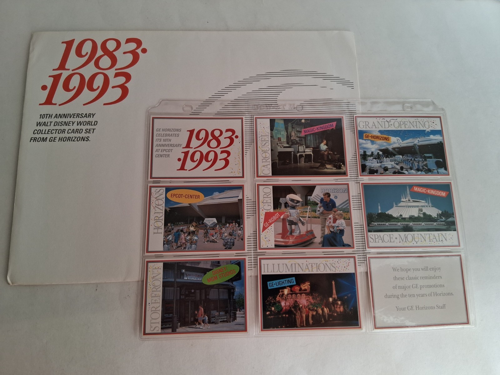 Epcot Center Horizons 10th Anniversary GE Collector Card Set Walt Disney World