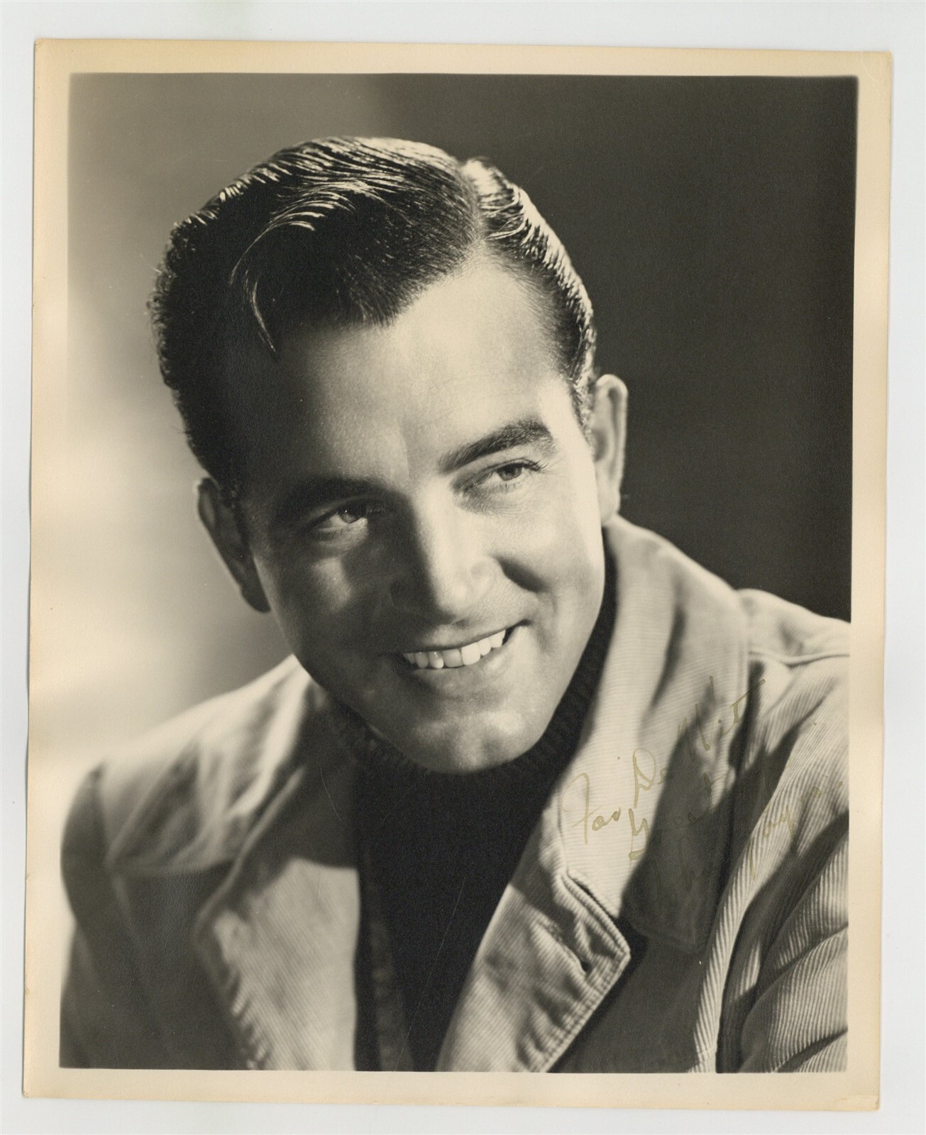 John Payne 1947 Signed Photo 8x10 Film Noir Bad Boy Handsome Portrait J14112