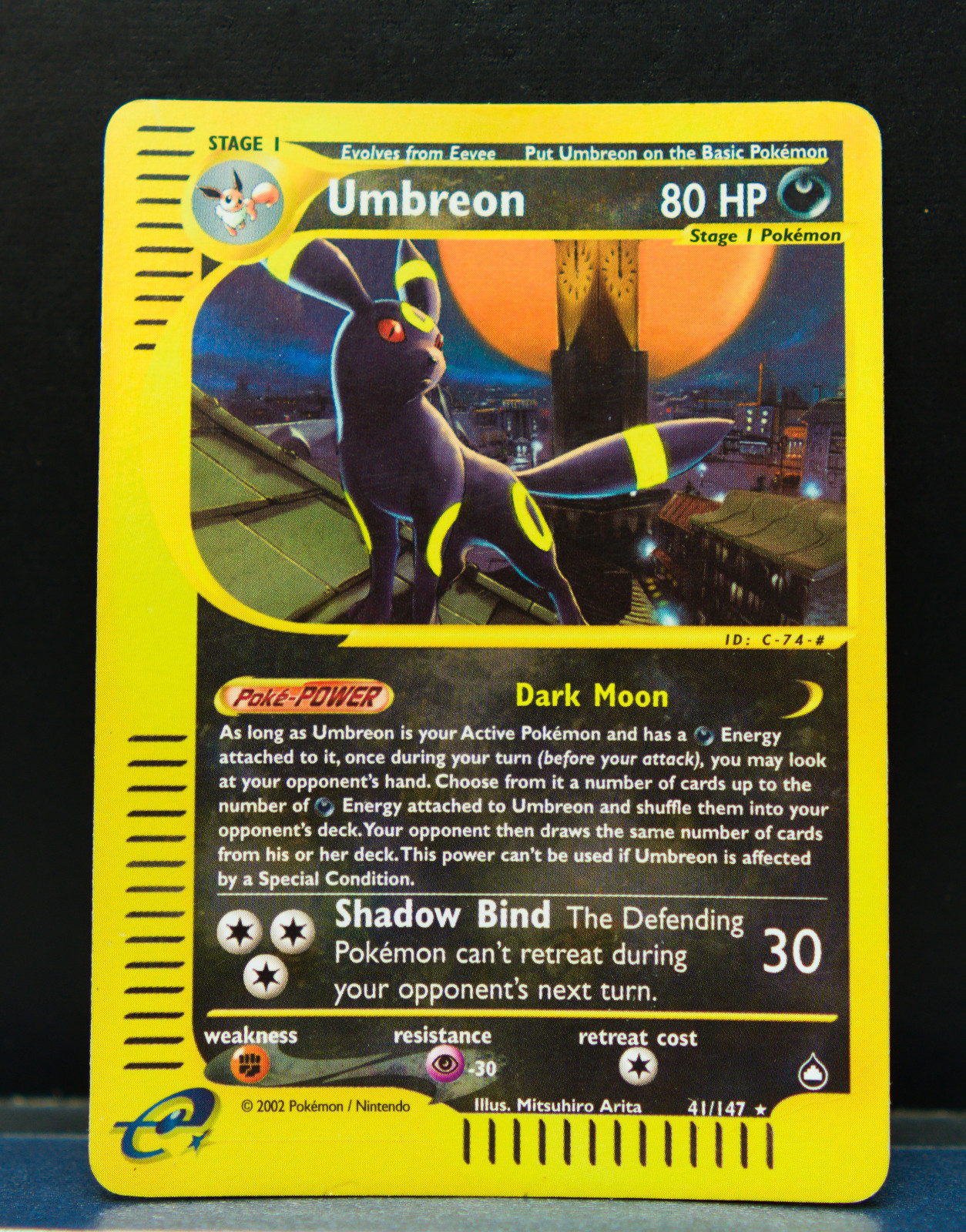 Umbreon 41/127 Aquapolis (AQ 41) Reverse Holo Vintage (read description)