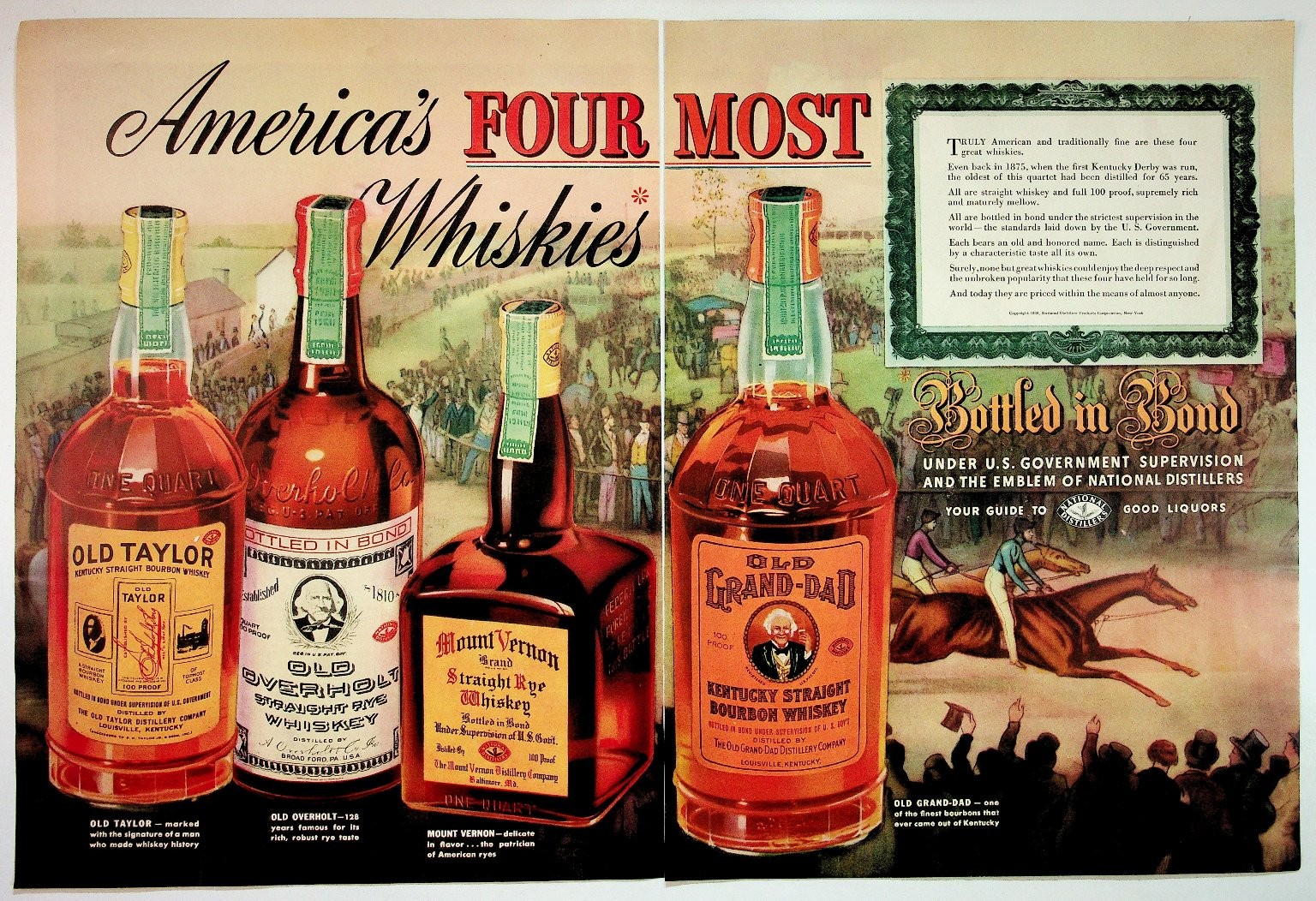 Vintage 1938 National Distillers Two Page Magazine Ad America's Four Most Vintage 1938 National Distillers Two Page Magazine Ad America's Four Most