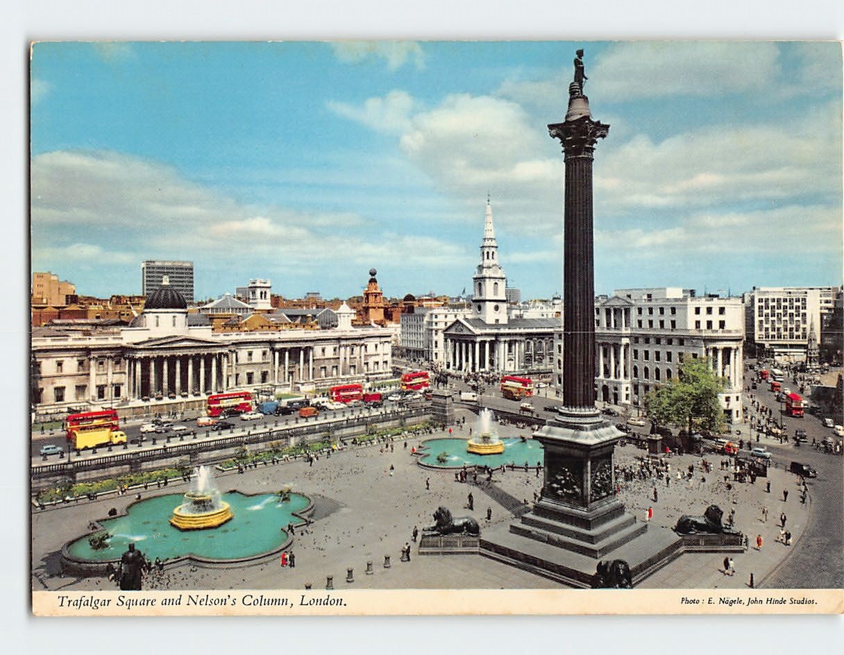 Postcard Trafalgar Square and Nelson's Column London England