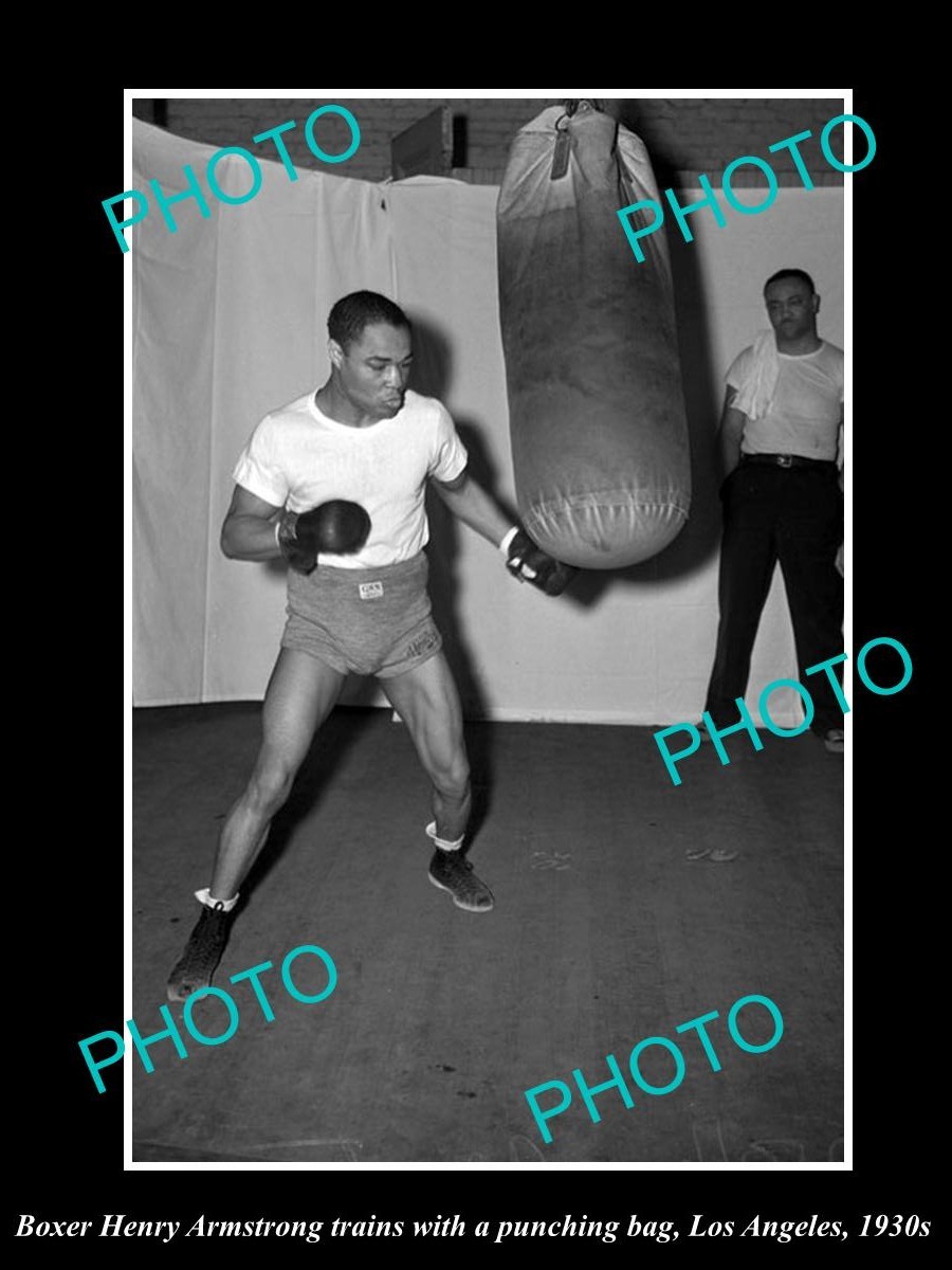 Boxing Champion Henry Armstong Punching The Bag 1930 Large Historic Old Photo
