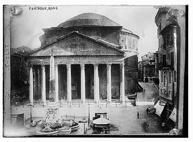 Rome Italy Pantheon 1910s Ancient Roman Temple Building Columned Facade