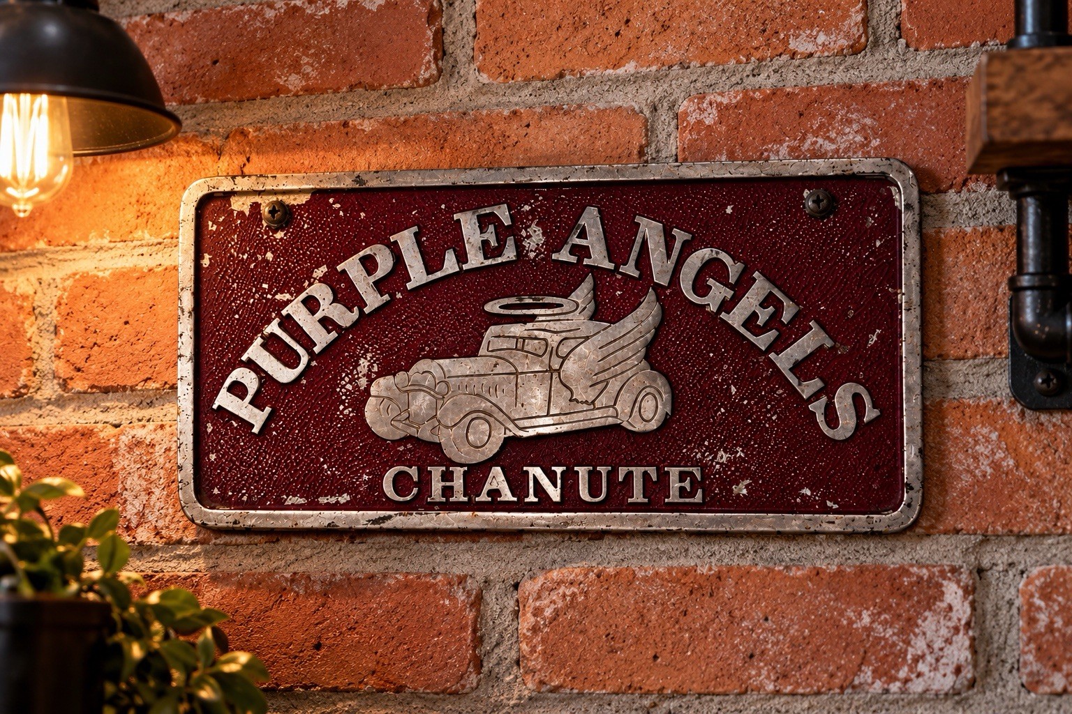 Rare 1 of 40 Made 1959 Purple Angels Chanute KS Hot Rod Car Club Plaque Vintage