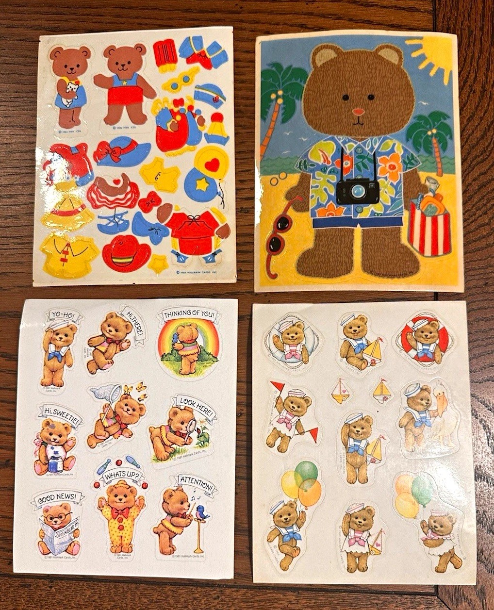 VTG New 1980s Hallmark Teddy Bear Sticker Sheets Lot of 4