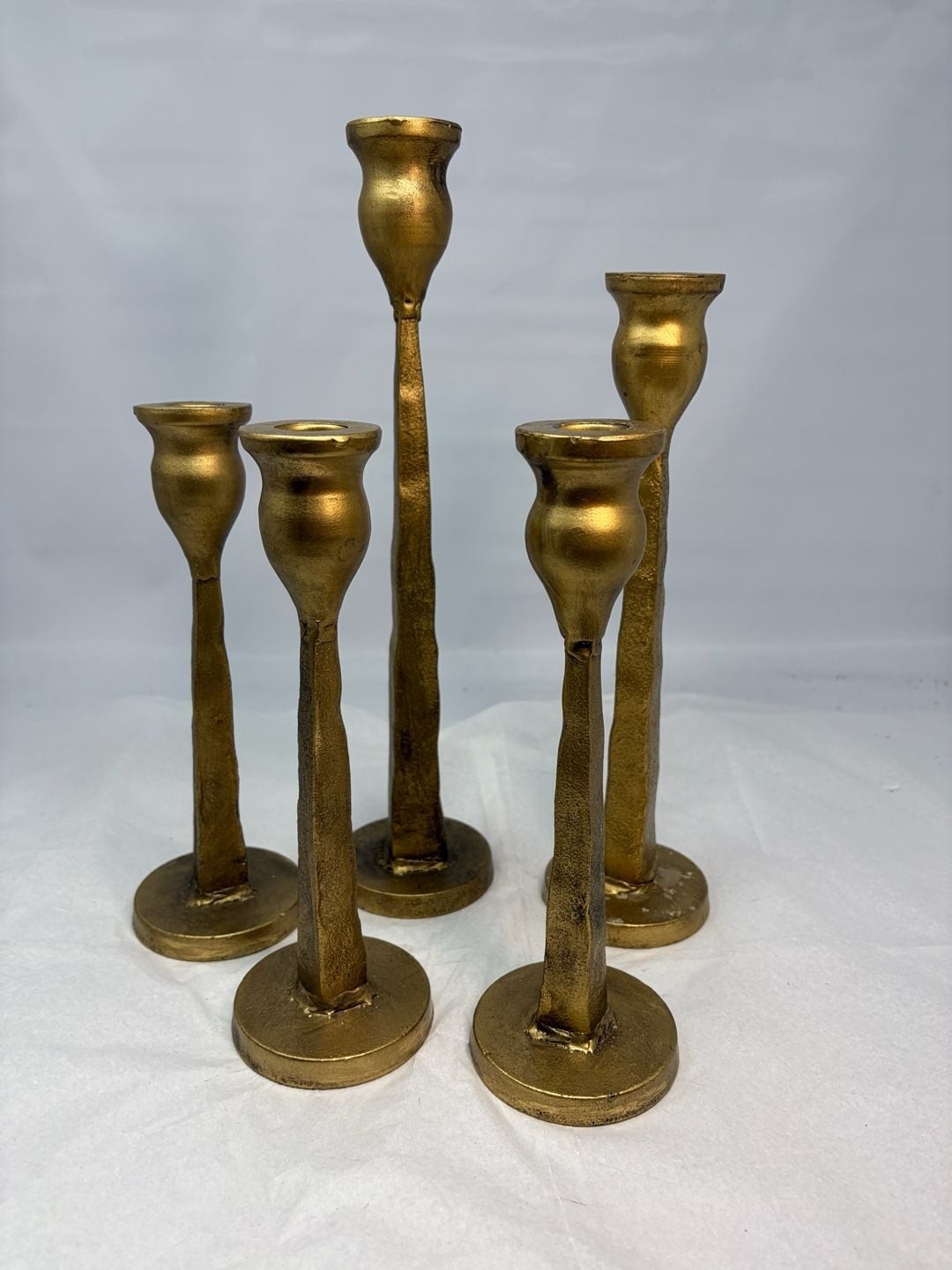 VTG Cast Iron Candlestick Holders Rosdorf Park Set Of 5- Heavy Duty Taper Candle