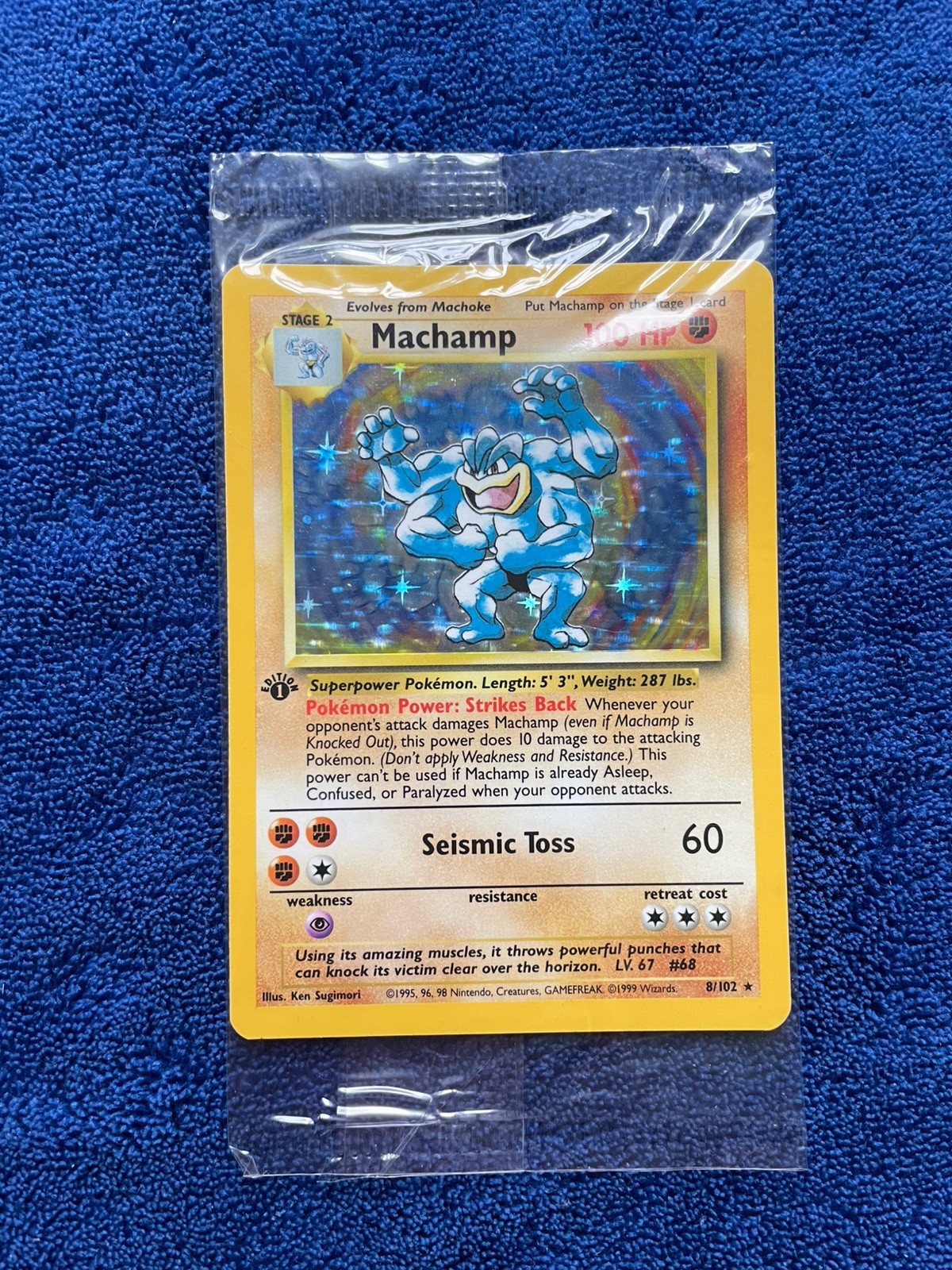 1999 Pokemon 1st Edition MACHAMP 8/102 Base Set Holo Sealed 1999 Pokemon 1st Edition MACHAMP 8/102 Base Set Holo Sealed