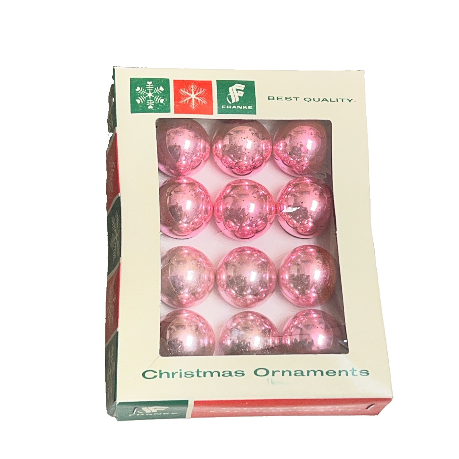 Vintage Franke Pink 25mm Mini Glass Christmas Ornaments