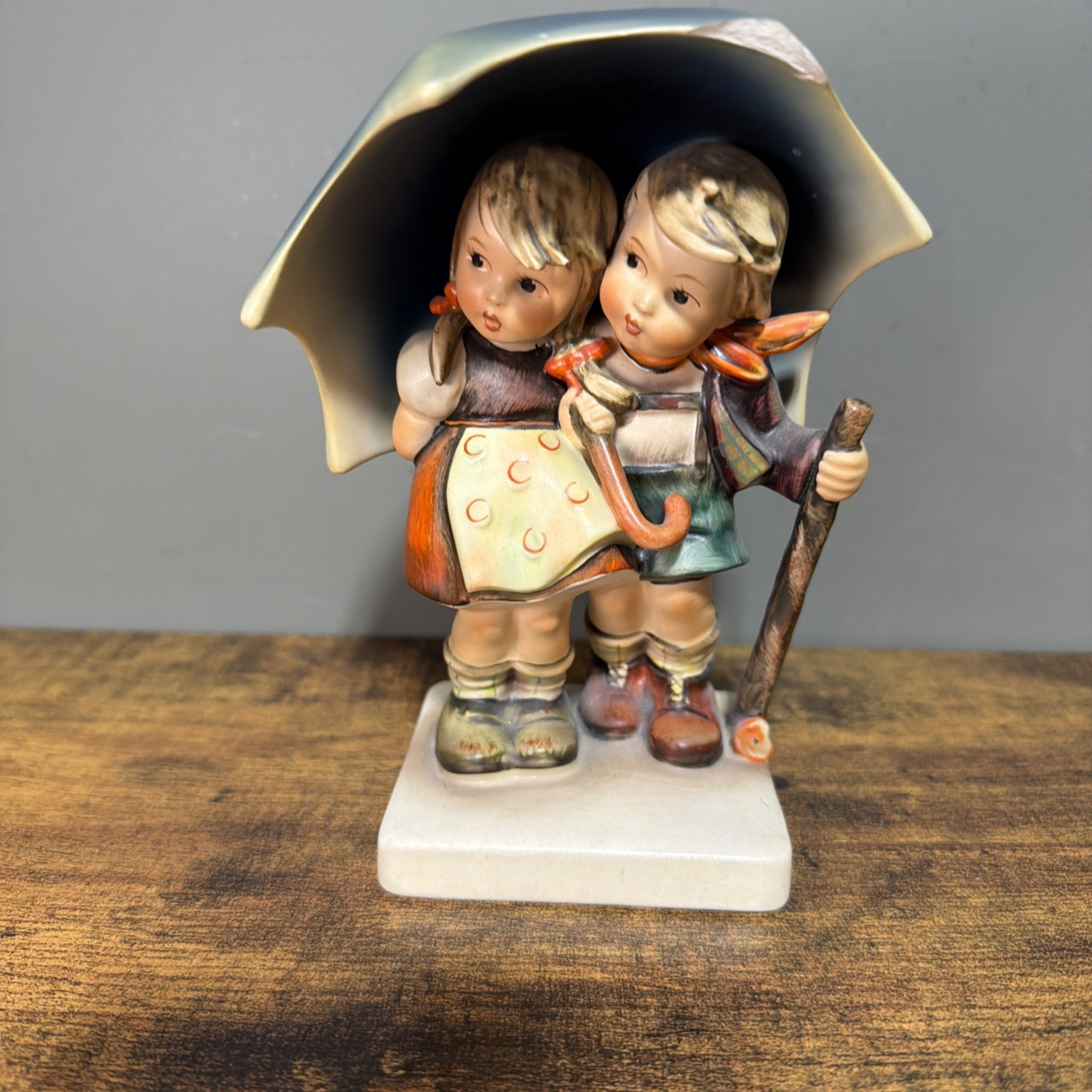 Hummel Vintage 1960-1972 Stormy Weather Boy Girl Umbrella #71 W.Germany Damaged Hummel Vintage 1960-1972 Stormy Weather Boy Girl Umbrella #71 W.Germany Damaged