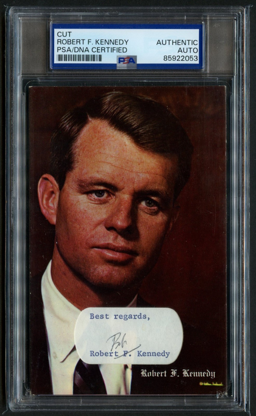 Robert F. Kennedy signed 3.5x5 U.S. Attorney General Custom Cut PSA Slabbed Robert F. Kennedy signed 3.5x5 U.S. Attorney General Custom Cut PSA Slabbed
