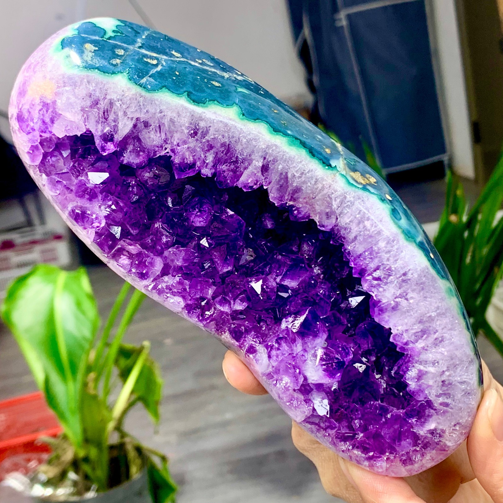 1.89LB Natural Amethyst agate quartz cluster crystal specimen Healing