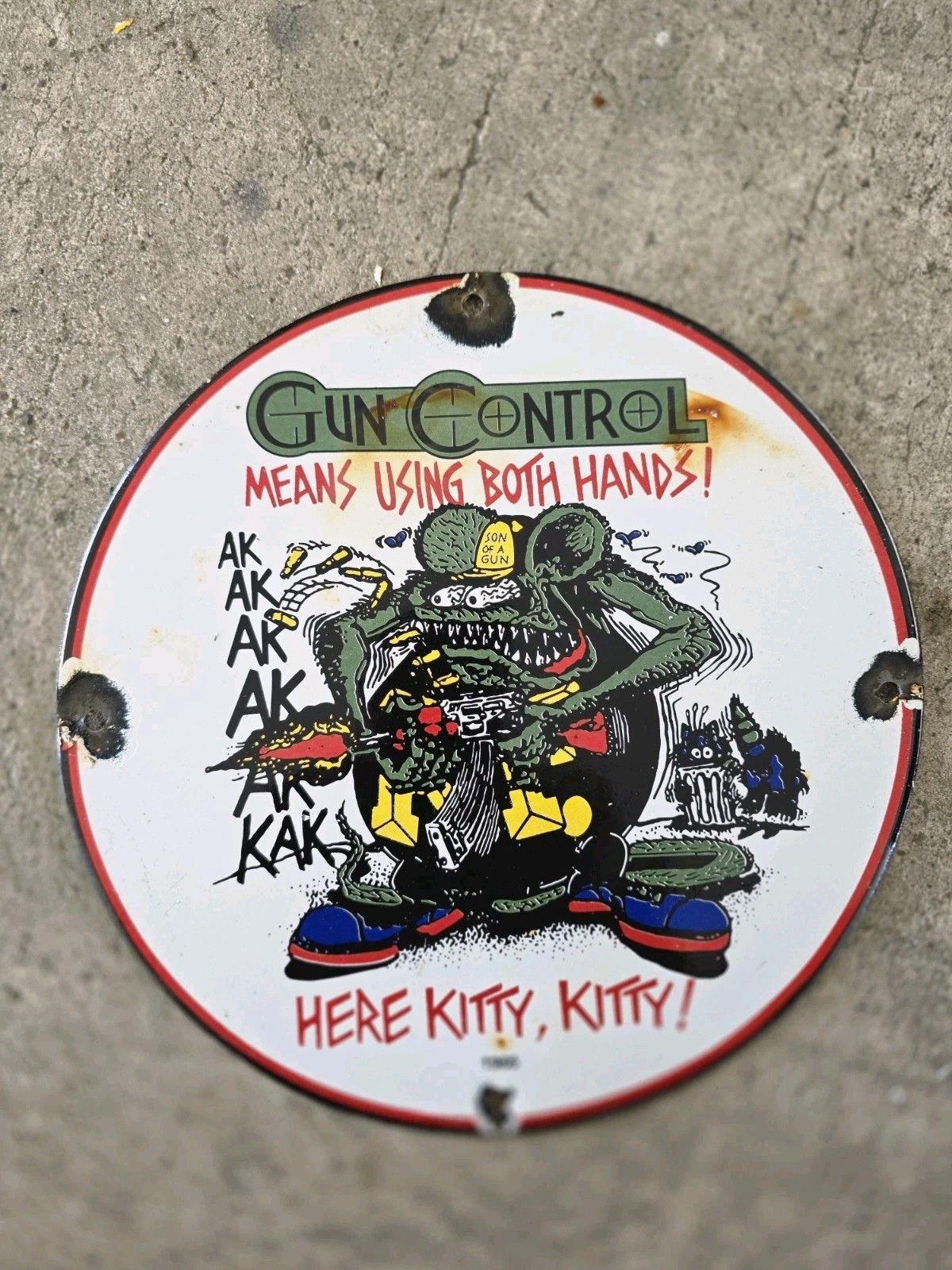 VINTAGE RAT FINK GUN CONTROL PORCELAIN SIGN HOT ROD GAS ENGINE RACE CAR 10 VINTAGE RAT FINK GUN CONTROL PORCELAIN SIGN HOT ROD GAS ENGINE RACE CAR 10