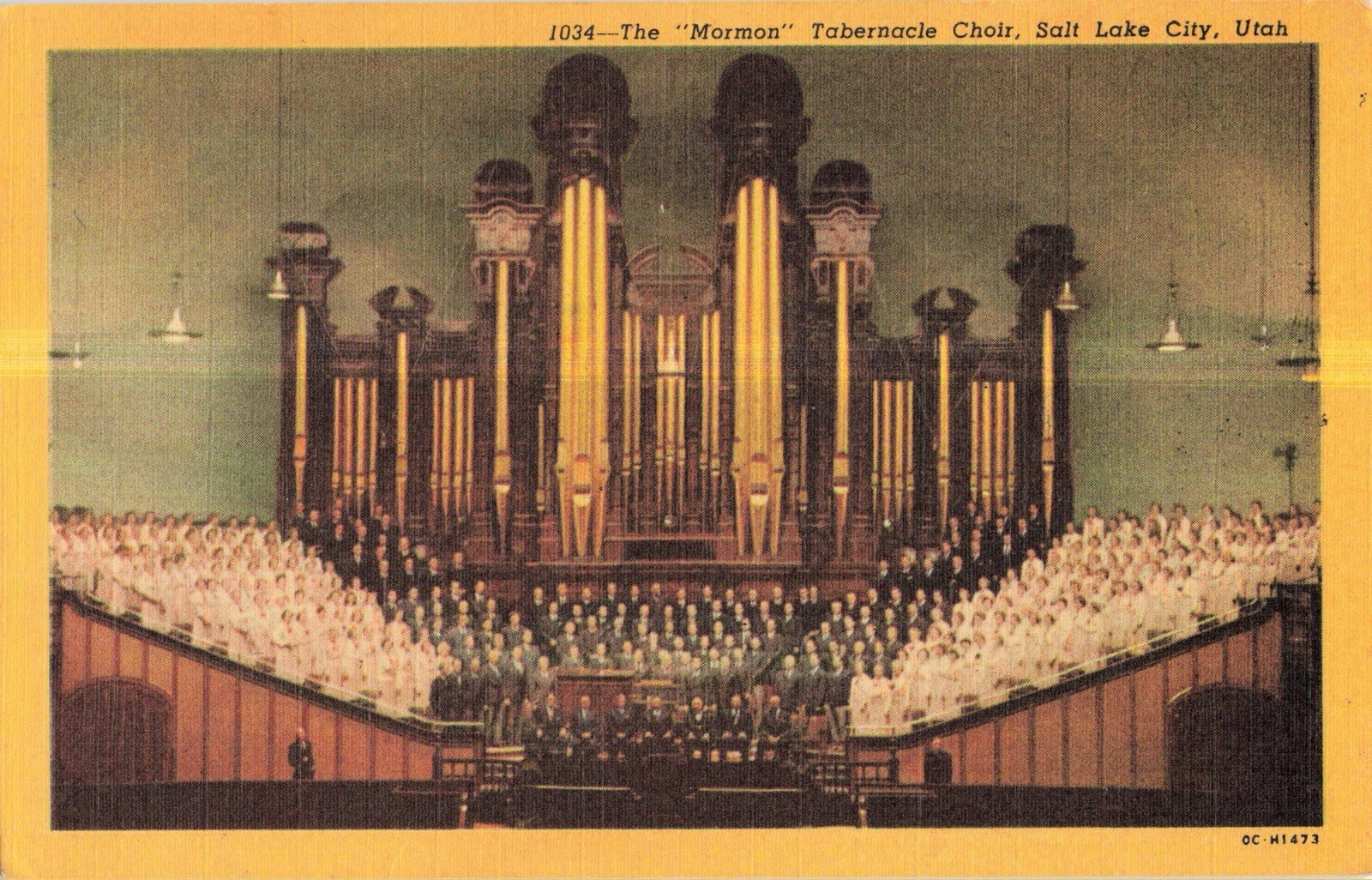 Vtg Postcard Curt Teich Mormon Tabernacle Choir Organ Salt Lake City UT 1951