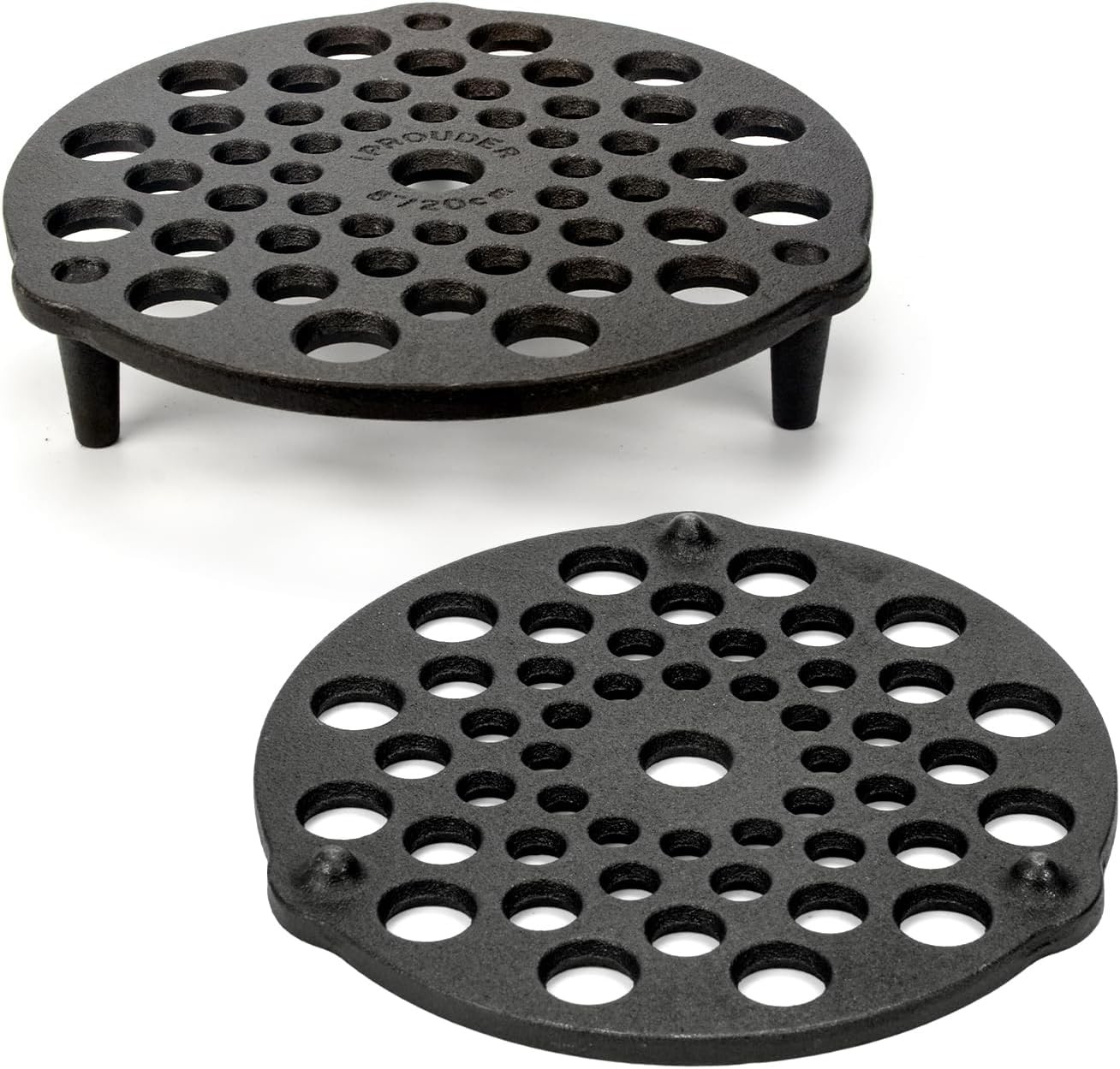 Cast Iron Trivet 2 PCS Set, 8-inch, Meat Rack, Cast Iron Grate for Dutch