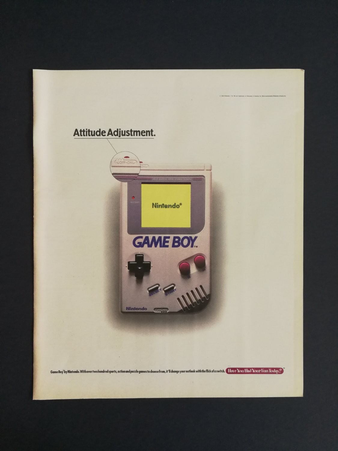 Nintendo Game Boy Vintage 1992 Print Advertisement Full Page Ad