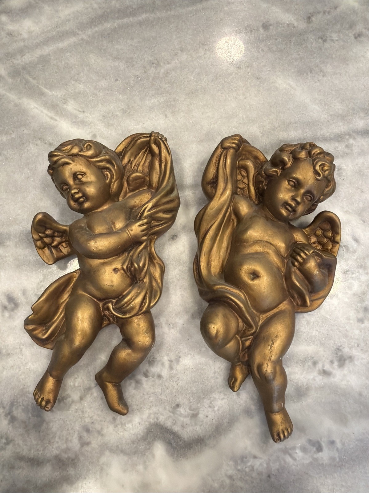 Vintage Homco Gold Chair Wall Plaques Pair 1120 Angels Putti Set of 2 Medium MCM Vintage Homco Gold Chair Wall Plaques Pair 1120 Angels Putti Set of 2 Medium MCM