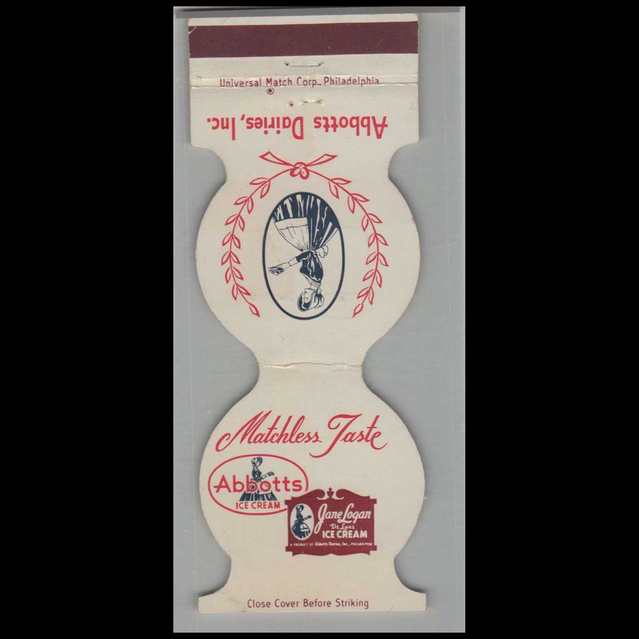 Matchbook Cover Abbotts Ice Cream - Jane Logan Ice Cream