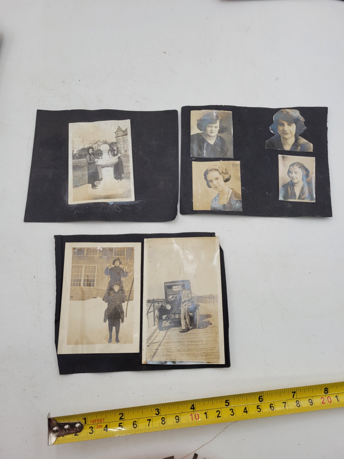 “1919 Antique Photo Album College Girls Women Flapper Era Snapshots Car Bridge