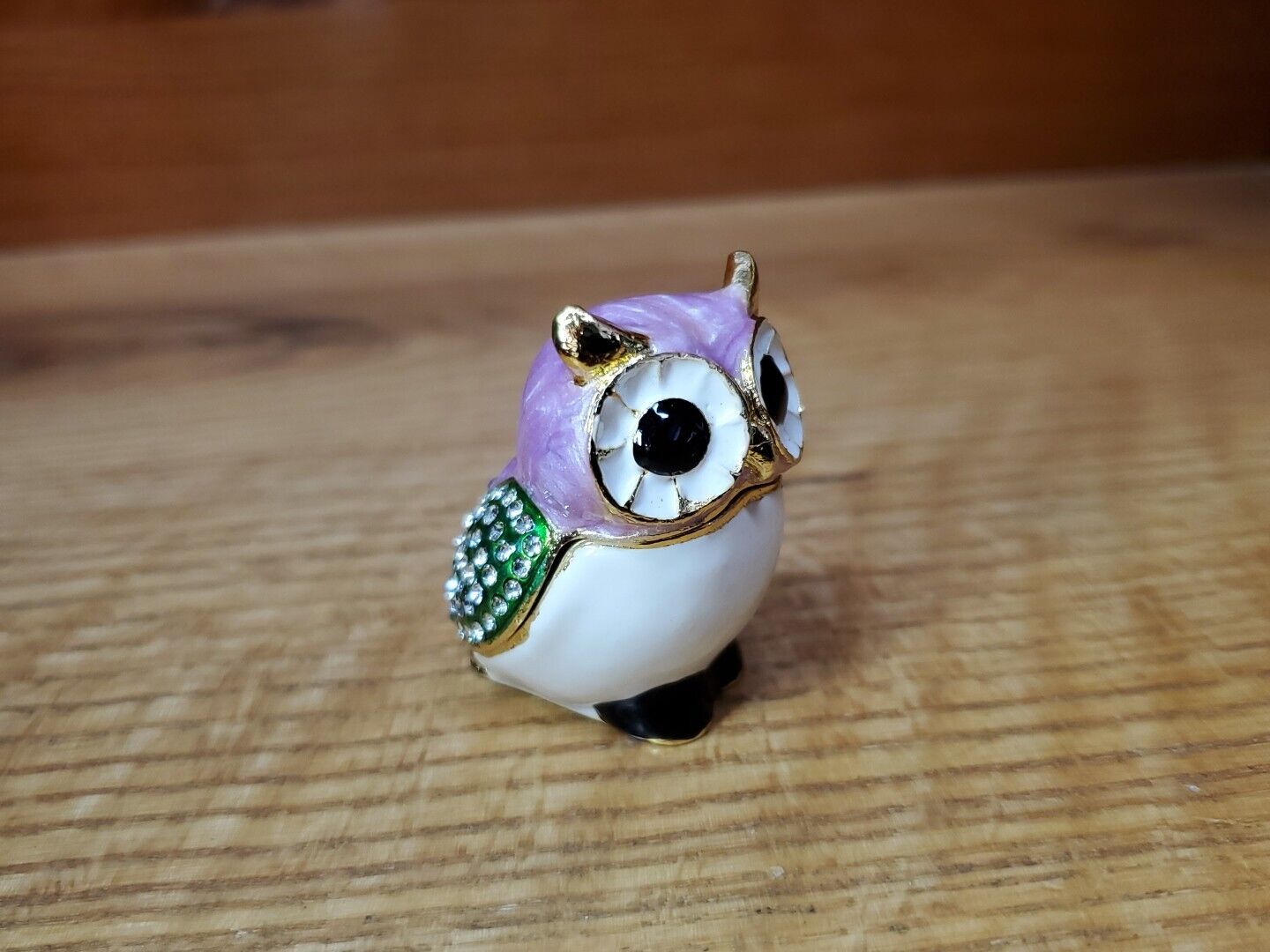 Owl Jeweled Trinket Box Enamel Paperweight 2\