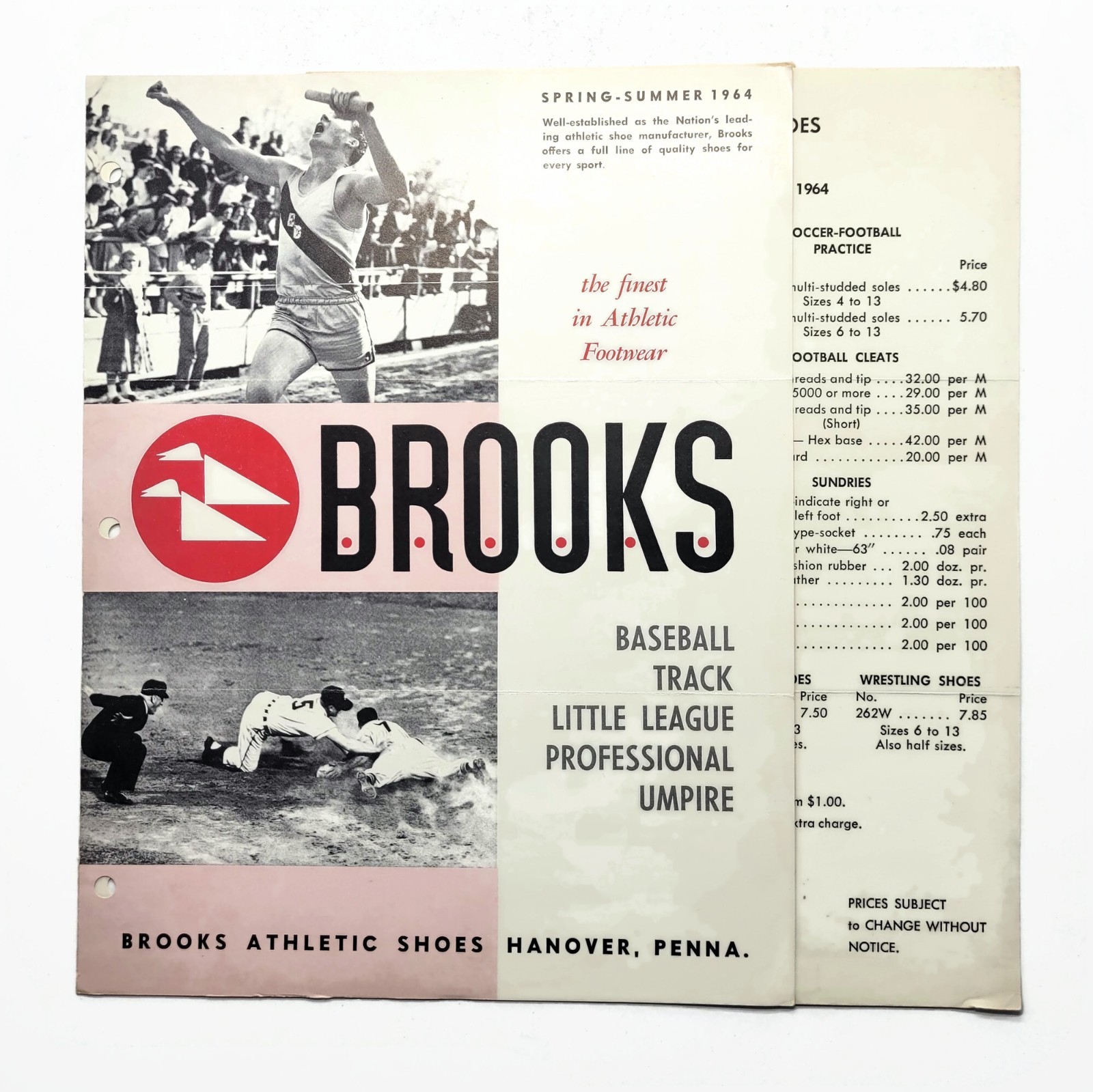 Vintage 1964 Brooks Shoe Spring Summer Catalog Baseball Track - Hanover PA Vintage 1964 Brooks Shoe Spring Summer Catalog Baseball Track - Hanover PA