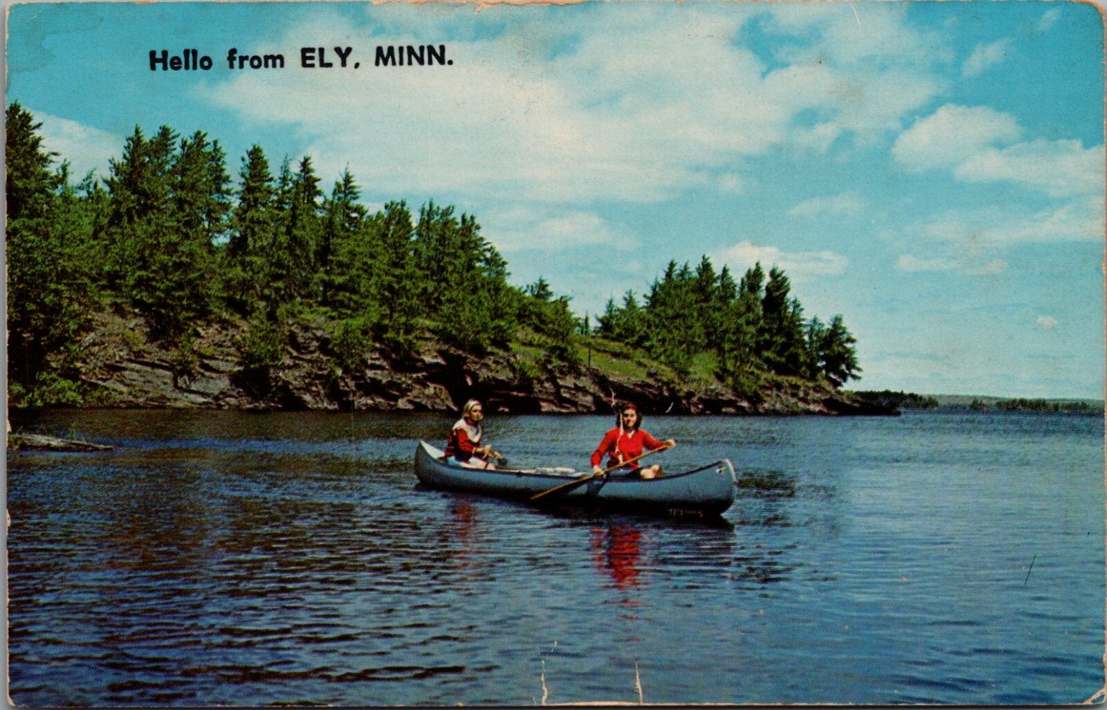 Vintage Hello From Ely Minnesota Canoe Lake Postcard I113