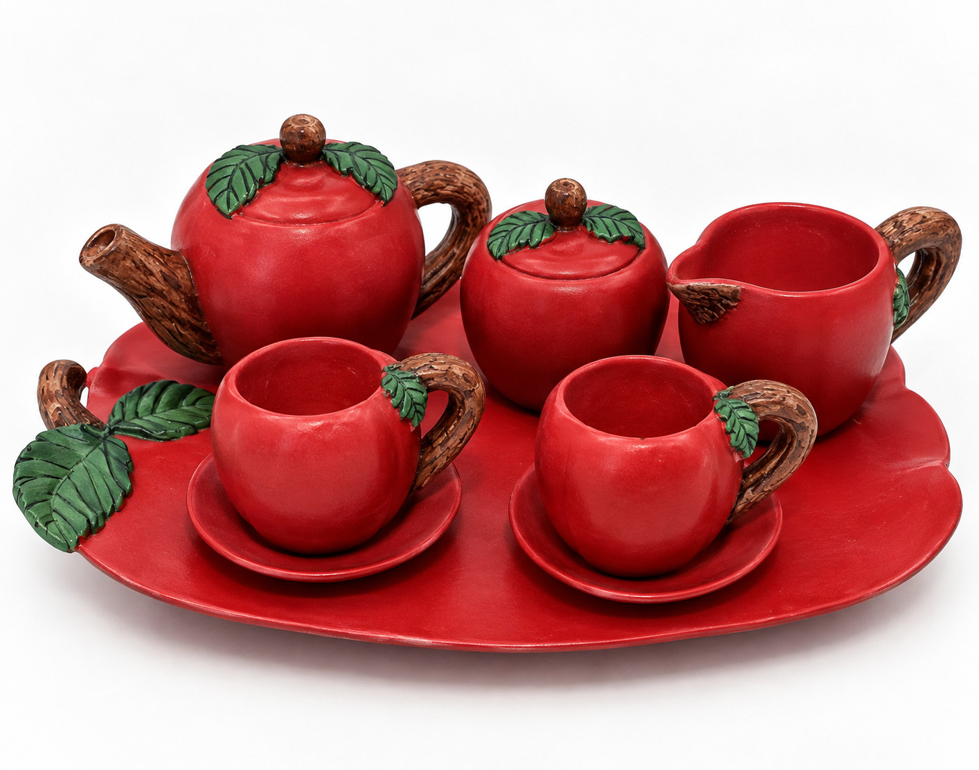 VTG Mini APPLE TEA SET  Teacher Decor Back To School Cups 90s Resin Farmhouse