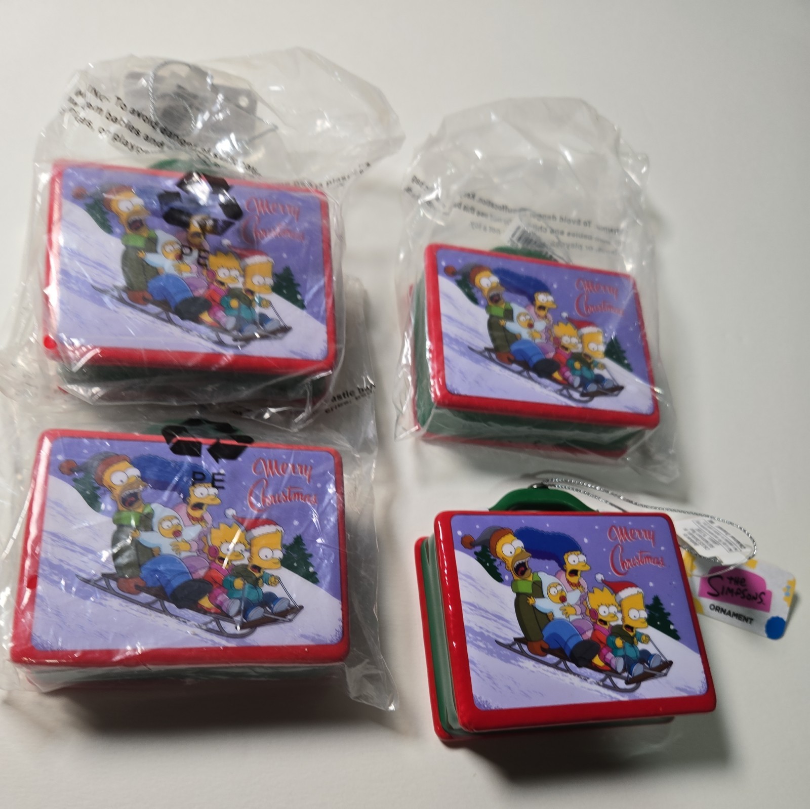 NEW, THE SIMPSONS LUNCH BOX CHRISTMAS ORNAMENT SET OF 4