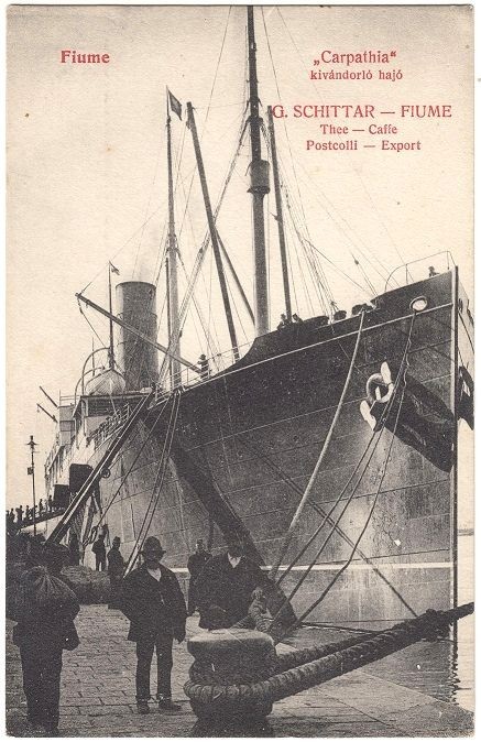 RMS CARPATHIA postcard TITANIC RESCUE SHIP Cunard Line New York FiumeRijeka RRR