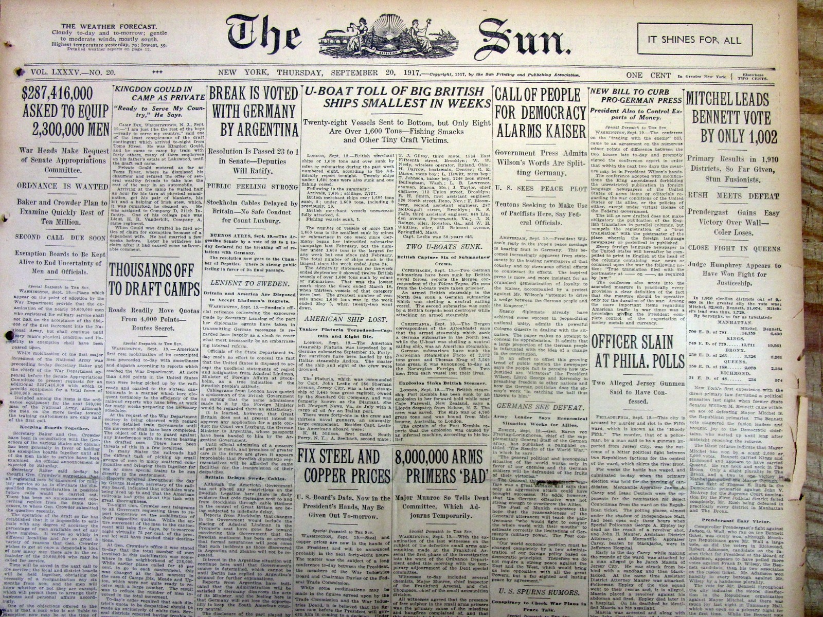 Lot of 10 original WW I newspapers 1918 w NEWS COVERAGE of WORLD WAR ONE