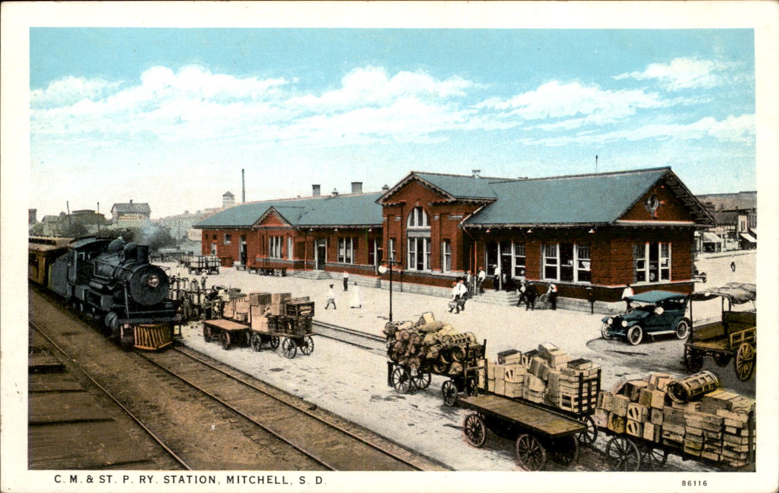 Mitchell SD C. M. & St. P. Ry. Station c1910s Vintage Postcard Mitchell SD C. M. & St. P. Ry. Station c1910s Vintage Postcard