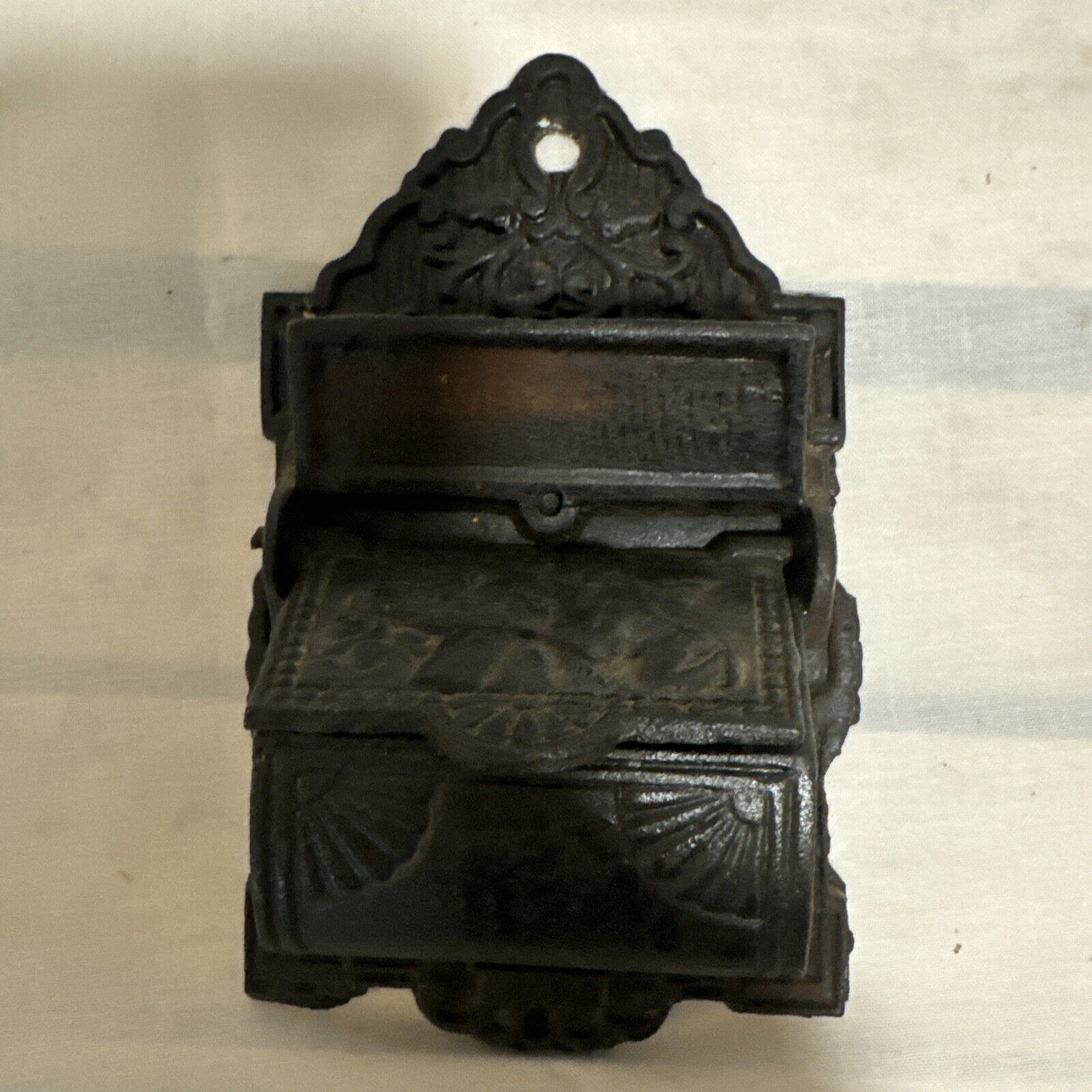 Antique Cast Iron Match Holder 2 Tier Wall Mount Country Kitchen Farmhouse Decor