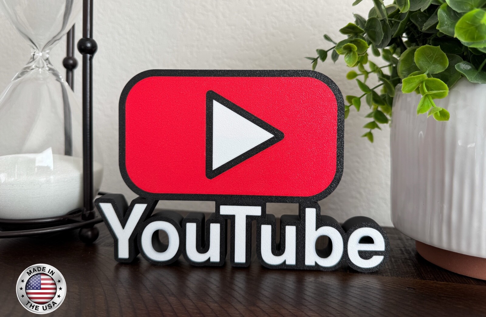 YouTube Play Button Sign Streamer Gaming Room Creator Decor