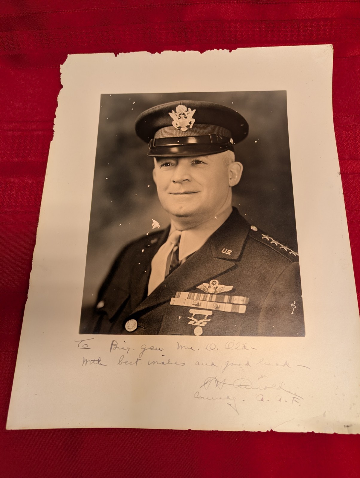 Orig. ca 1943 USAAF General Hap Arnold Signed & Inscribed Photo to Brig Gen Old