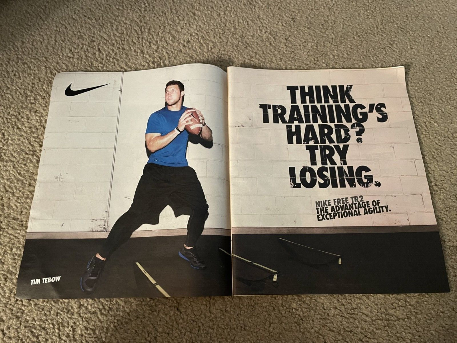 Vintage 2011 TIM TEBOW NIKE FREE TR2 Football Shoes Poster Print Ad