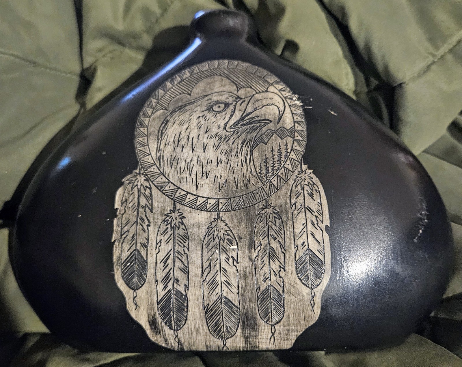 Vic Begay Large Etched Eagle Vase Vic Begay Large Etched Eagle Vase