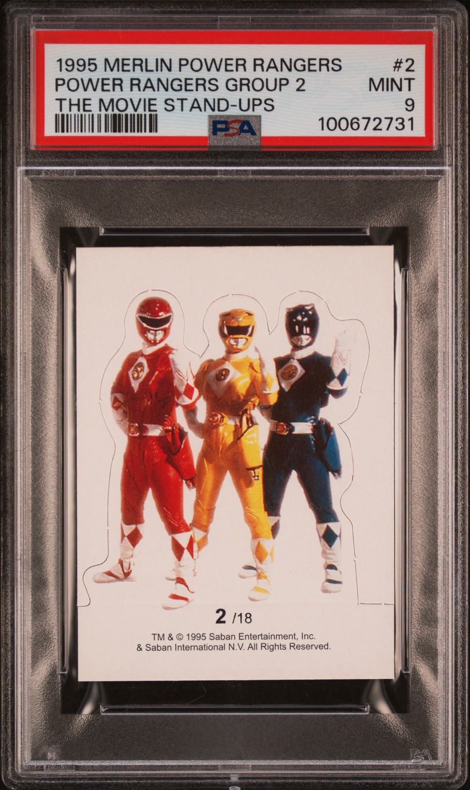 1995 MERLIN POWER RANGERS THE MOVIE STAND-UPS #2 POWER RANGERS GROUP 2 PSA 9