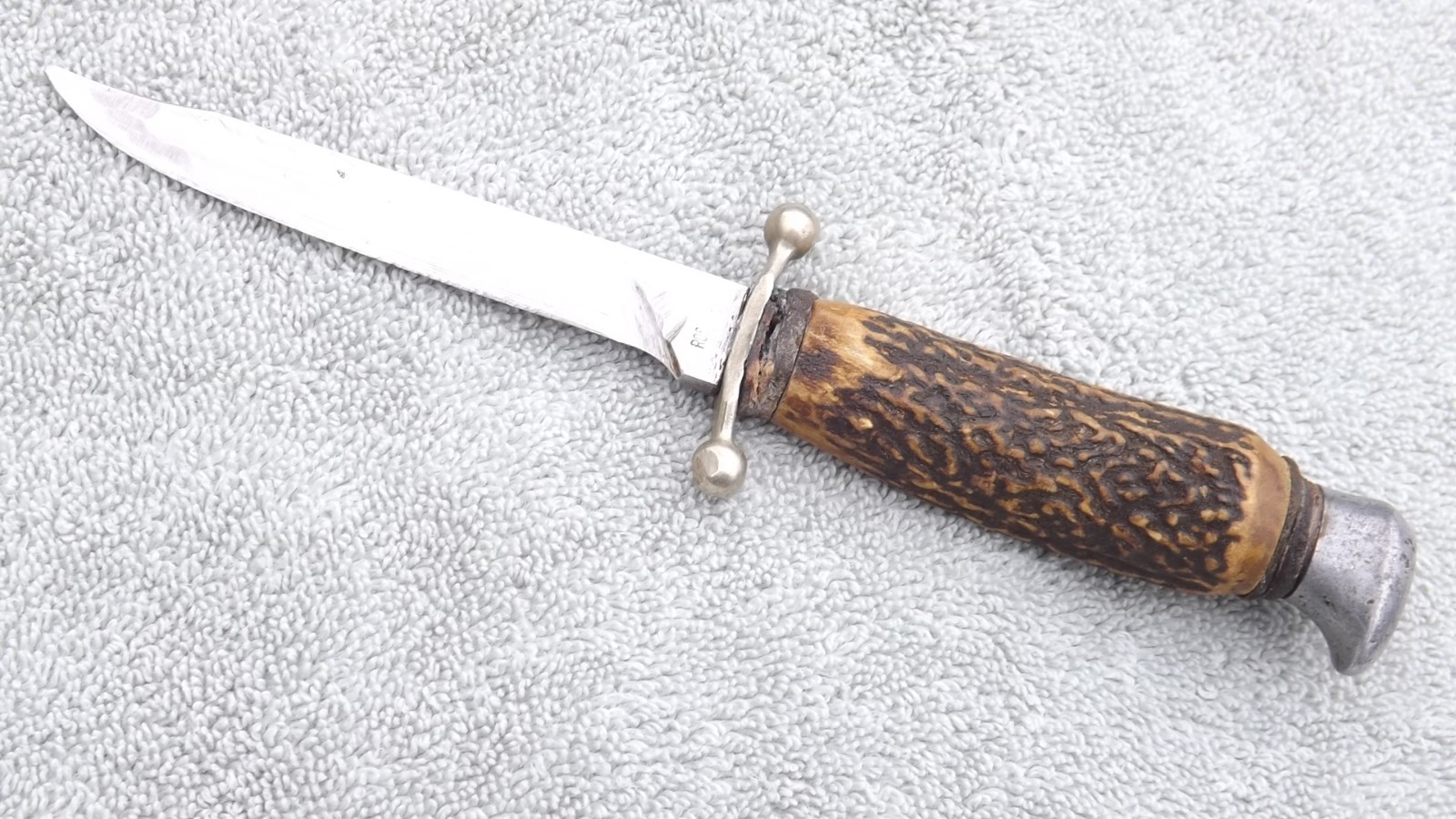 VINTAGE GERMANY STAG HANDLE FIXED BLADE HUNTING KNIFE USED USER GOOD CARRY VINTAGE GERMANY STAG HANDLE FIXED BLADE HUNTING KNIFE USED USER GOOD CARRY