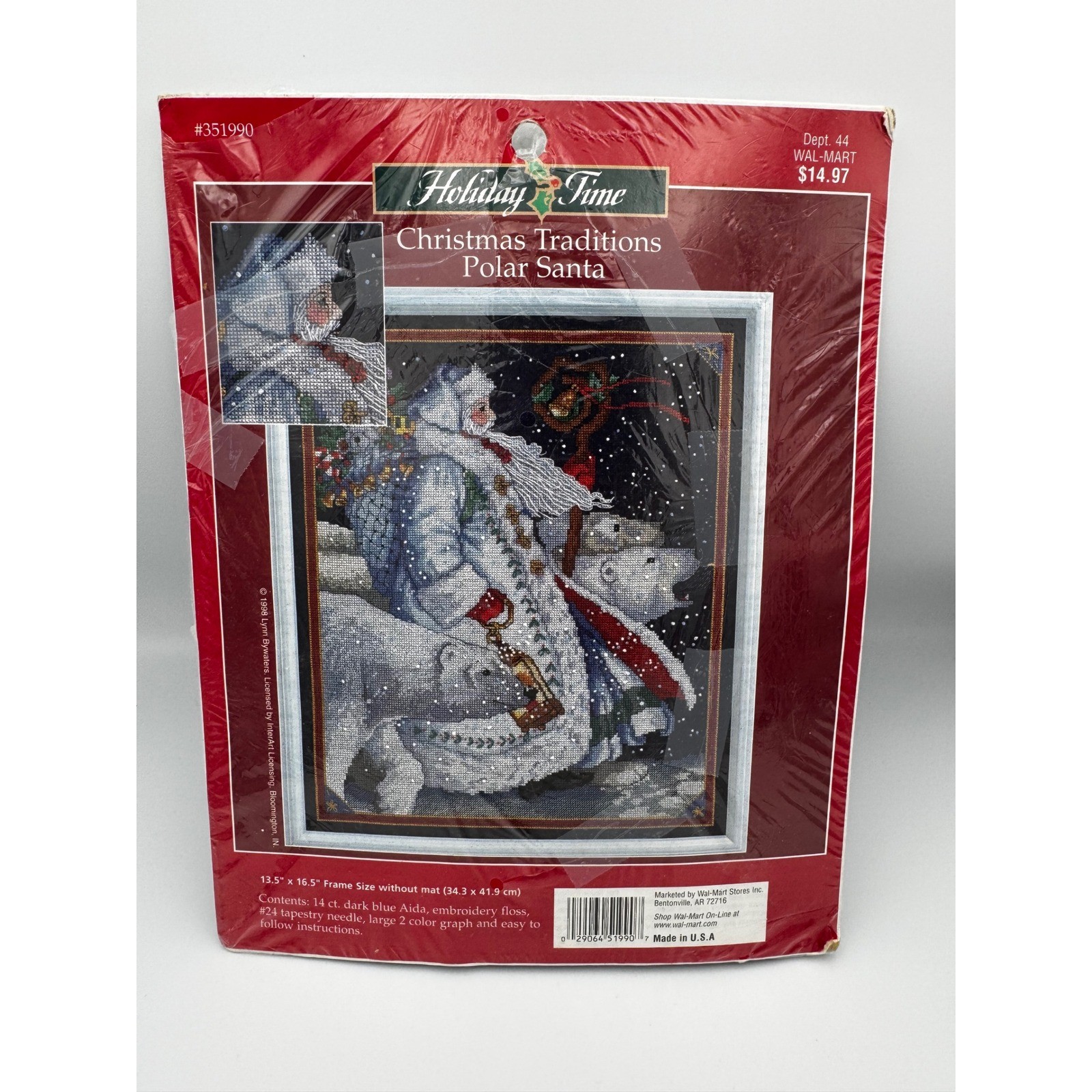 Vintage Holiday Time Polar Santa Counted Cross Stitch Kit Lynn Bywaters New