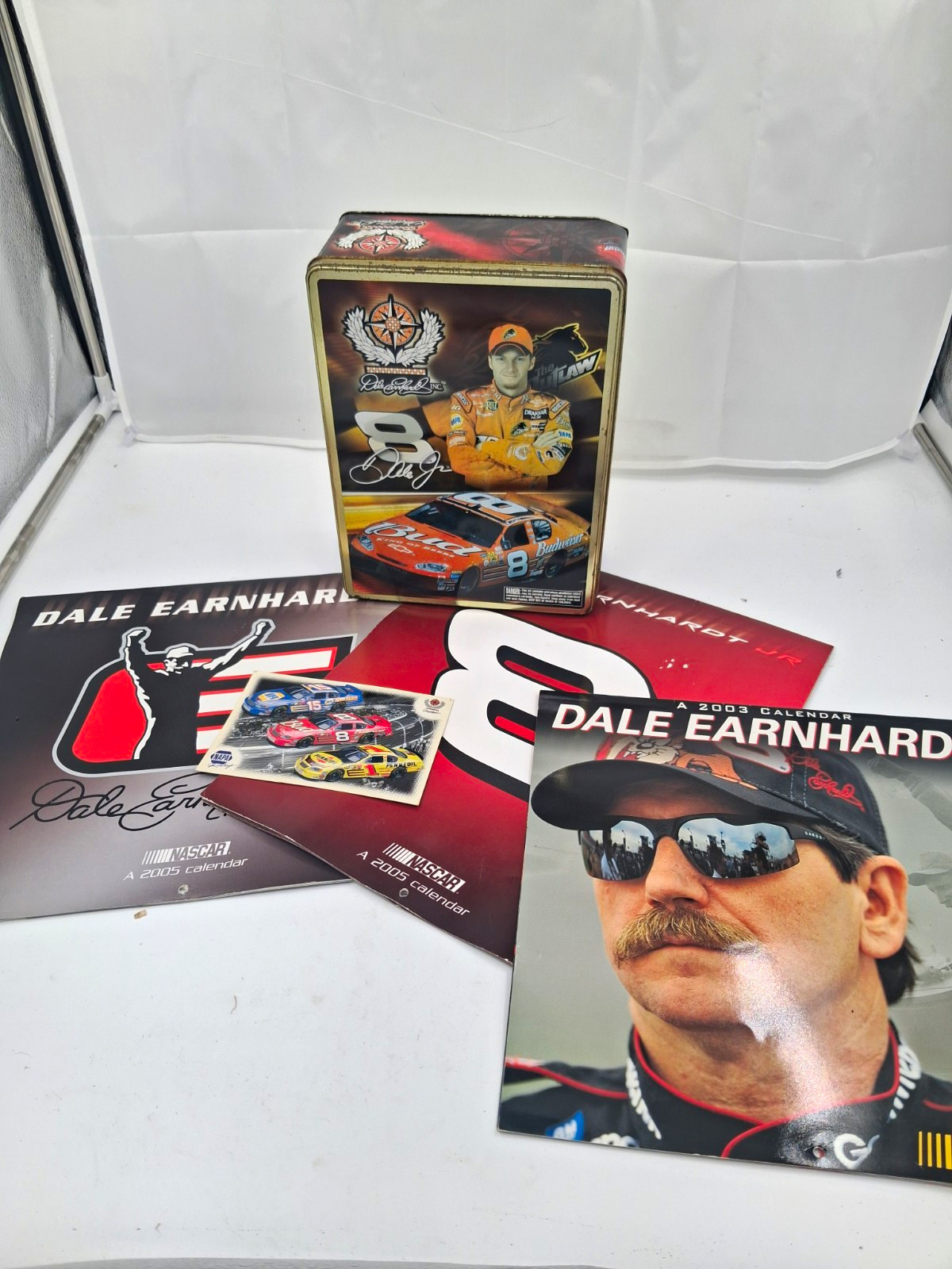 Dale Earnhardt NASCAR Calendars Lot 2003 & 2005 w/ Dale Earnhardt Tin Box