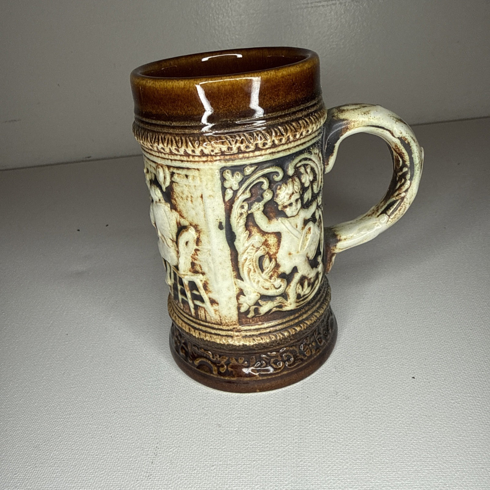 Vintage Gerz W. Germany Brown & Tan Beer Stein. Tankard German Beer Mug Antique Vintage Gerz W. Germany Brown & Tan Beer Stein. Tankard German Beer Mug Antique