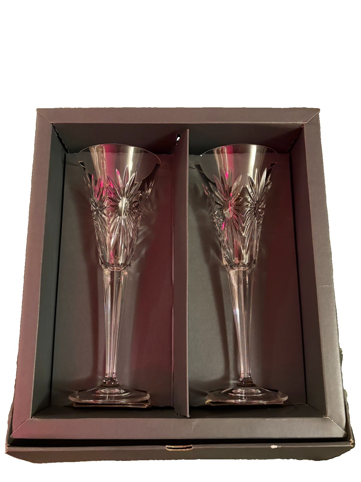 Waterford Millennium Collection Crystal Champagne Flute Pair 
