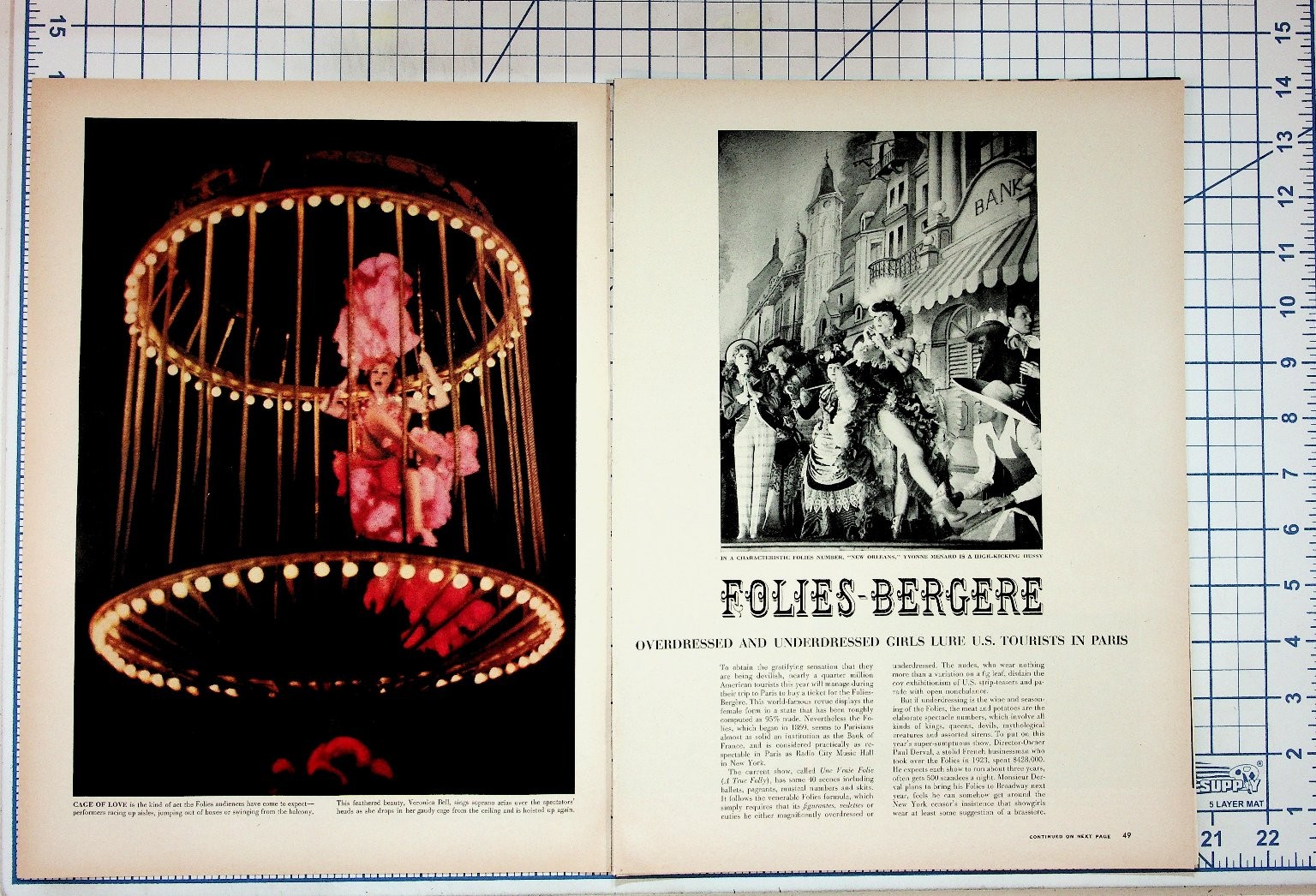 Folies Bergere Paris Magazine Article Vintage 1930s Showgirls Stage Sets Folies Bergere Paris Magazine Article Vintage 1930s Showgirls Stage Sets