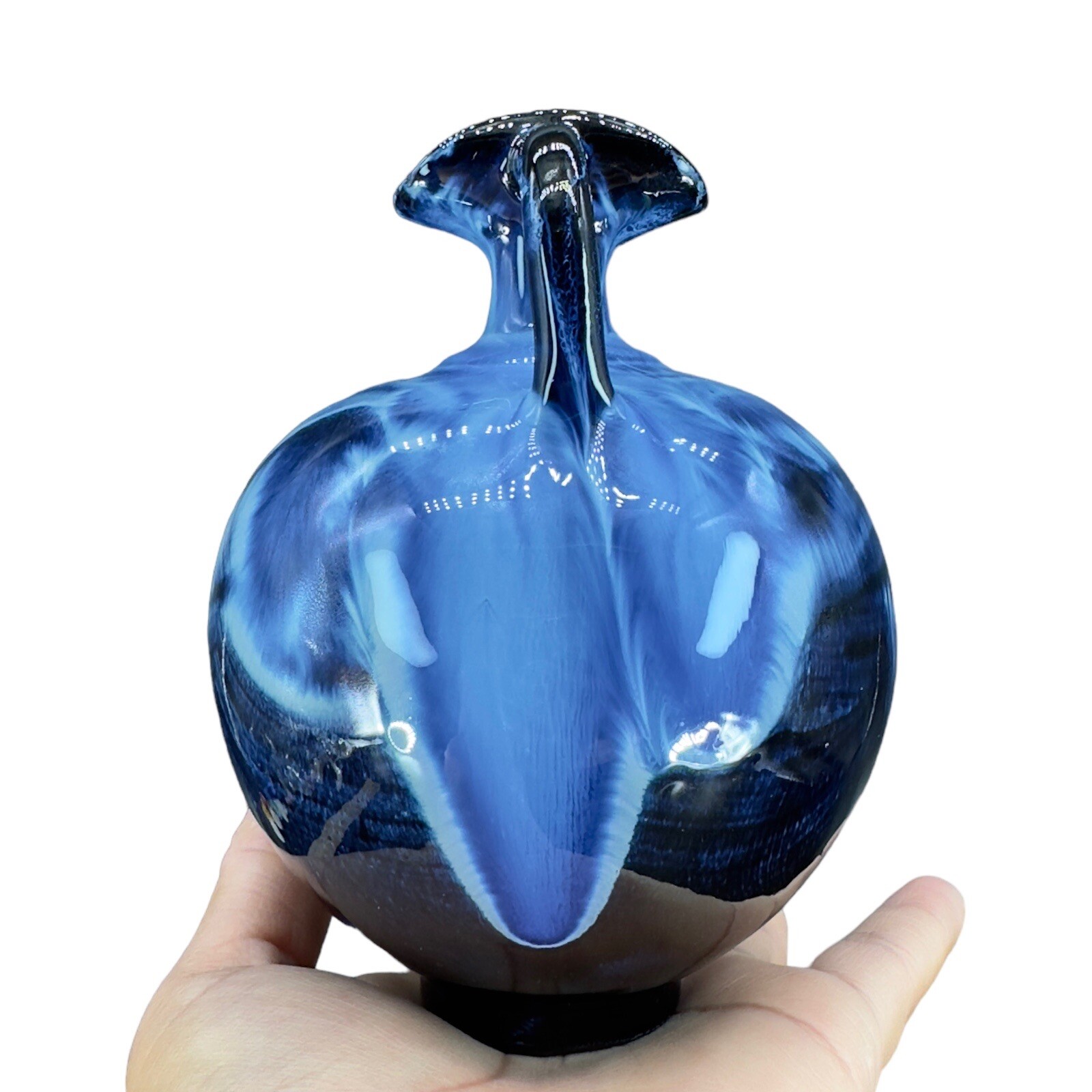 Hand Made Studio Art Pottery Vase Jug Drip Glaze Red ware Blue Black HandCrafted